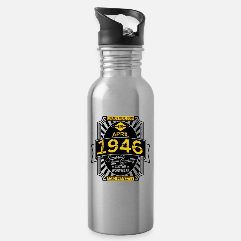 1946 APRIL - Water bottle with straw - silver
