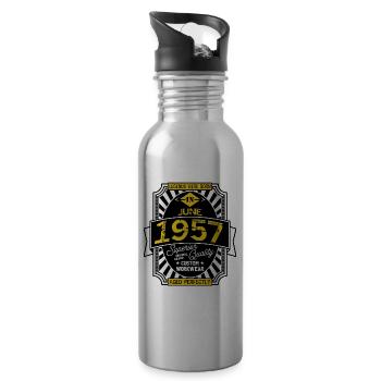 1957 JUNE - Water bottle with straw - silver - Right