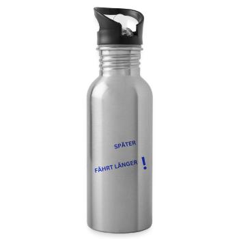 Auto Spruch-WER SPÄTER BREMST IST LÄNGER SCHNELL - Trinkflasche mit integriertem Trinkhalm - Lightsilver - Rechts