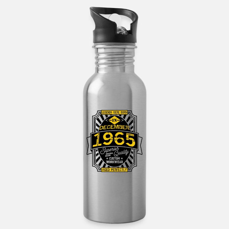 1965 DECEMBER - Water bottle with straw - silver