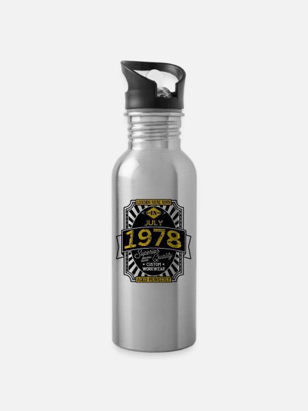 1978 JULY - Water bottle with straw - silver