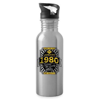 1980 JANUARY - Gourde avec paille intégrée - argent clair - Droite
