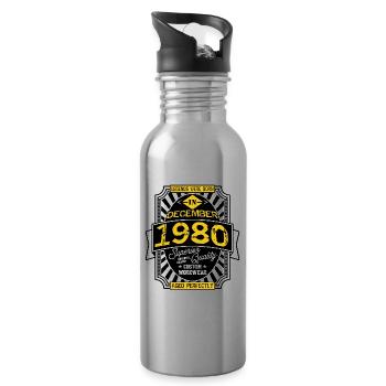 1980 DECEMBER - Gourde avec paille intégrée - argent clair - Droite