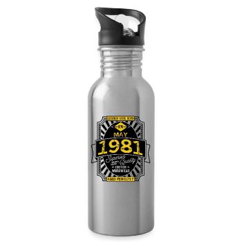 1981 MAY - Water bottle with straw - silver - Right