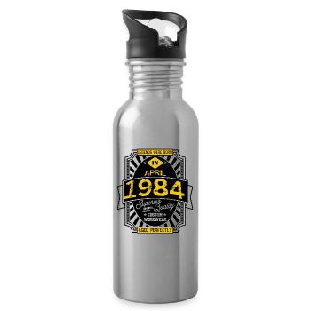 1984 APRIL - Water bottle with straw - silver - Right