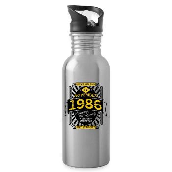 1986 NOVEMBER - Gourde avec paille intégrée - argent clair - Droite