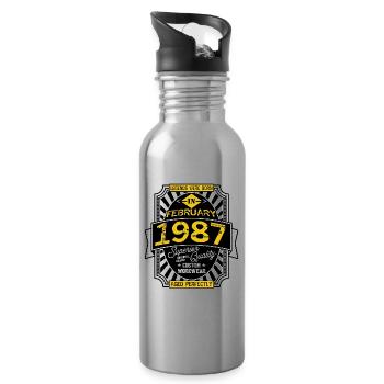 1987 FEBRUAR - Trinkflasche mit integriertem Trinkhalm - Lightsilver - Rechts