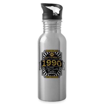 1990 SEPTEMBER - Gourde avec paille intégrée - argent clair - Droite