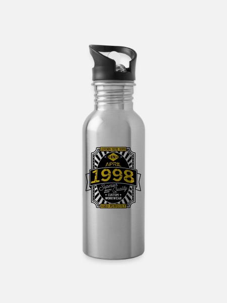 1998 APRIL - Water bottle with straw - silver