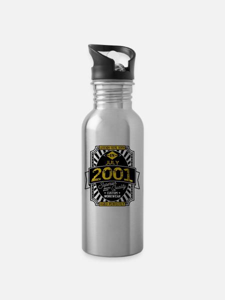 2001 JULY - Water bottle with straw - silver