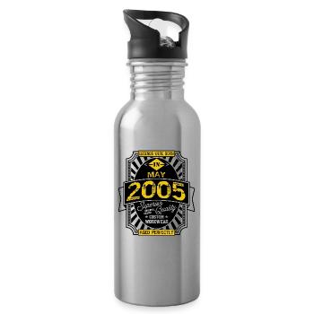 2005 MAY - Gourde avec paille intégrée - argent clair - Droite