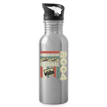 Vintage 2004 - Retro Geburtstagsspruch 2004 - Trinkflasche mit integriertem Trinkhalm - Lightsilver - Rechts