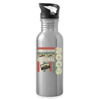 Vintage 2006 - Retro Geburtstagsspruch 2006 - Trinkflasche mit integriertem Trinkhalm - Lightsilver - Rechts