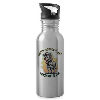 Good morning? Huh! Beware of old very thin ice - Water bottle with straw - silver - Right