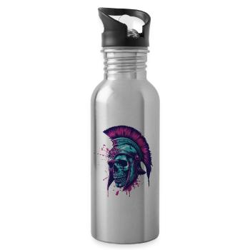 Spartaner Totenkopf Helm Spartan - Trinkflasche mit integriertem Trinkhalm - Lightsilver - Rechts