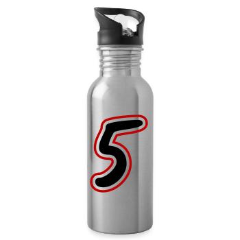 5 Number symbol - Water bottle with straw - silver - Right