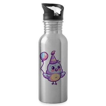 Dove Bird Birthday Baby - Water bottle with straw - silver - Right