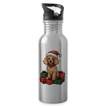 Caniche Chien Cadeaux de Noël - Gourde avec paille intégrée - argent clair - Droite