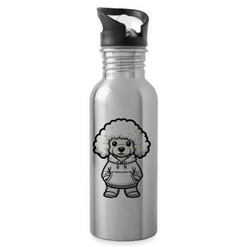 Caniche chien drôle - Gourde avec paille intégrée - argent clair - Droite