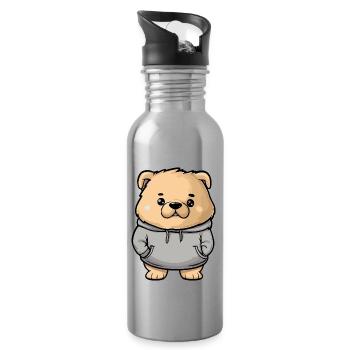 Chow Chow Chien Drôle - Gourde avec paille intégrée - argent clair - Droite