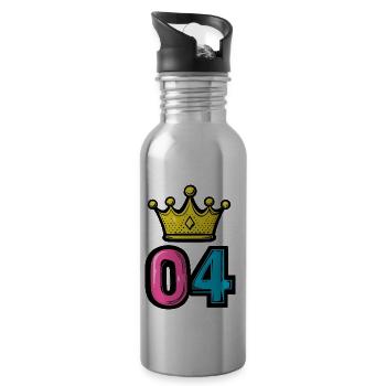 Couronne à 4 chiffres - Gourde avec paille intégrée - argent clair - Droite