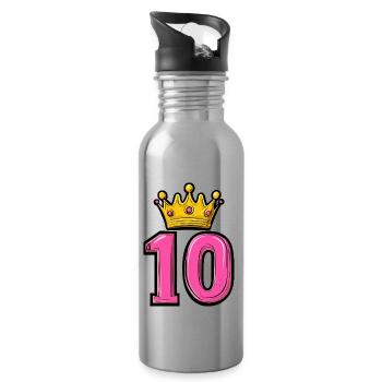 Couronne à 10 chiffres - Gourde avec paille intégrée - argent clair - Droite