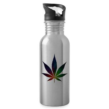 Galaxy Hanfblatt mit Sternschnuppen - Trinkflasche mit integriertem Trinkhalm - Lightsilver - Rechts