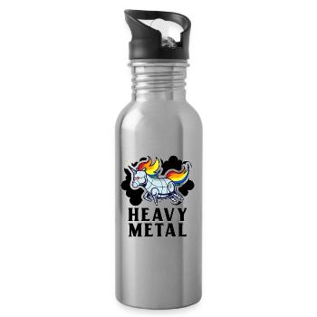 Heavy Metal Punkrock lustiges Geschenk Heavy metal - Trinkflasche mit integriertem Trinkhalm - Lightsilver - Rechts