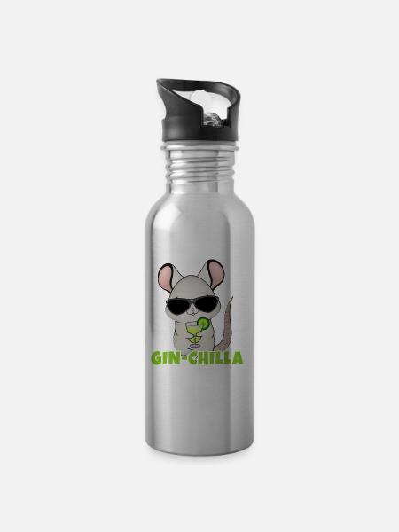 Gin- Chinchilla Gin - Trinkflasche mit integriertem Trinkhalm -