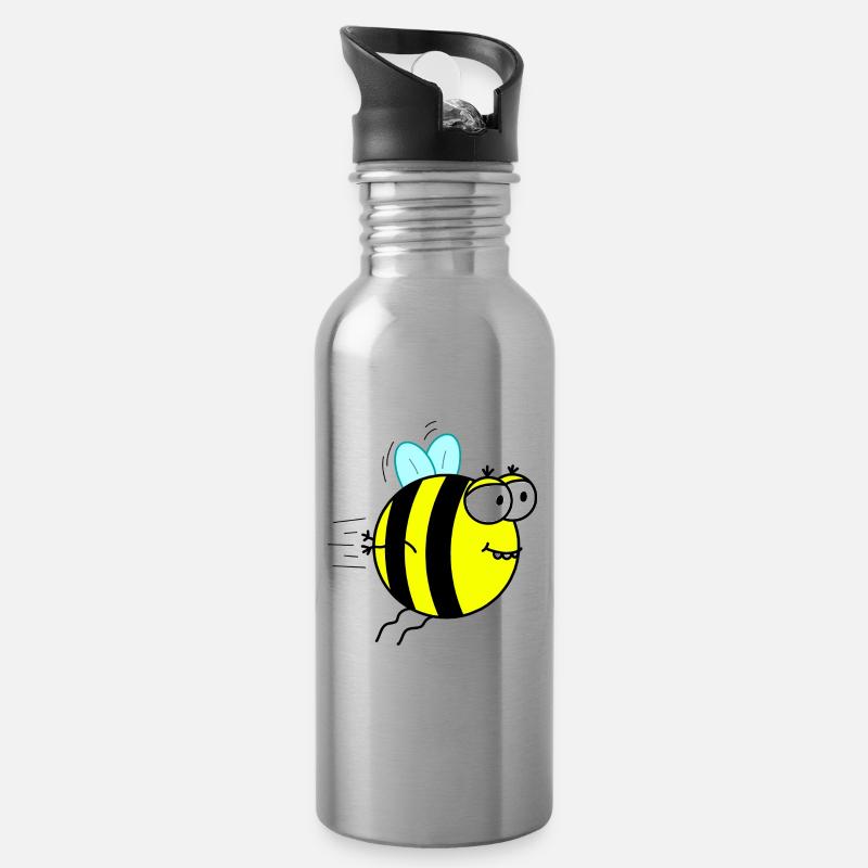 Dicke Hummel - Trinkflasche mit integriertem Trinkhalm - Lightsilver