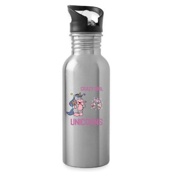 Fantasy Animal Mythical Creature Girl Gift Unicorn - Gourde avec paille intégrée - argent clair - Droite
