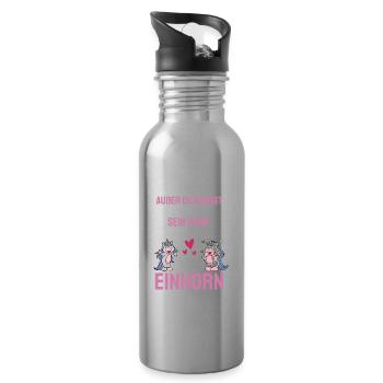 Fantasy Tier Lustiges Geschenk Magisches Einhorn - Trinkflasche mit integriertem Trinkhalm - Lightsilver - Rechts