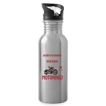 Motorrad fahren Biker Geschenk Lustiges Motorrad - Trinkflasche mit integriertem Trinkhalm - Lightsilver - Rechts