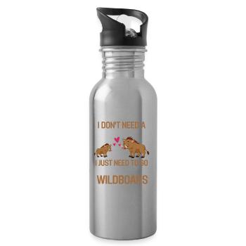 Habitants de la forêt Nature Animal Cadeau Sanglier - Gourde avec paille intégrée - argent clair - Droite