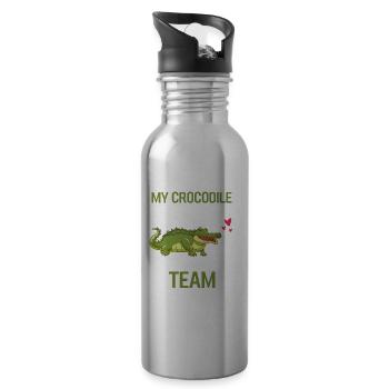 Mon crocodile et moi Zoo Animal Gift Crocodile - Gourde avec paille intégrée - argent clair - Droite