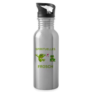 Mein spirituelles Tier Geschenk Lustiges Frosch - Trinkflasche mit integriertem Trinkhalm - Lightsilver - Rechts