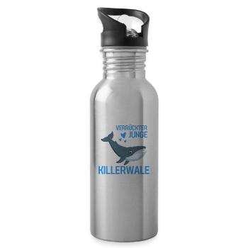 Raubtier Jungen Meeresbewohner Geschenk Wal - Trinkflasche mit integriertem Trinkhalm - Lightsilver - Rechts