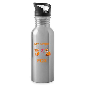 Wald Tier Tierliebhaber Geschenk Lustiges Fuchs - Trinkflasche mit integriertem Trinkhalm - Lightsilver - Rechts