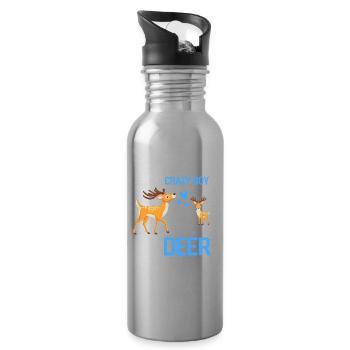 Nur ein verrückter Junge Wald Tier Geschenk Hirsch - Trinkflasche mit integriertem Trinkhalm - Lightsilver - Rechts