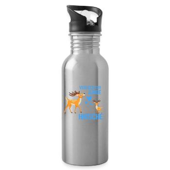 Waldtier Jungen Tierliebhaber Geschenk Hirsch - Trinkflasche mit integriertem Trinkhalm - Lightsilver - Rechts