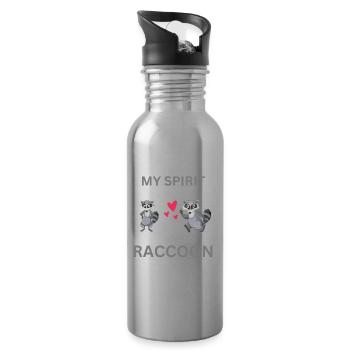 Woodland Animal Animal Lover Gift Funny Raccoon - Water bottle with straw - silver - Right