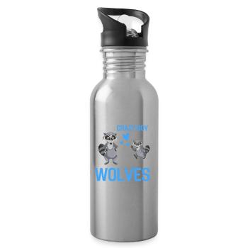 Just a Crazy Boy Animal Gift Raccoon - Water bottle with straw - silver - Right