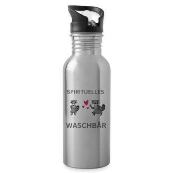 Mein spirituelles Tier Geschenk Lustiges Waschbär - Trinkflasche mit integriertem Trinkhalm - Lightsilver - Rechts