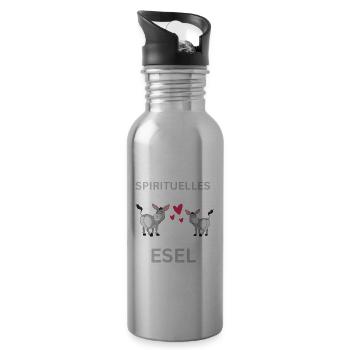 Mein spirituelles Tier Geschenk Lustiges Esel - Trinkflasche mit integriertem Trinkhalm - Lightsilver - Rechts