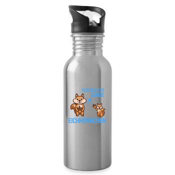Junge Wald Tier Jungen Geschenk Eichhörnchen - Trinkflasche mit integriertem Trinkhalm - Lightsilver - Rechts