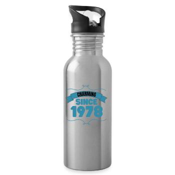 45th Birthday Party Gift Charming since 1978 - Water bottle with straw - silver - Right