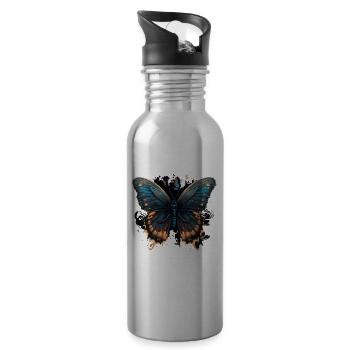 Beautiful Butterflies - Water bottle with straw - silver - Right