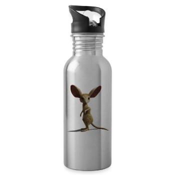 Cute long-eared jerboa design - Water bottle with straw - silver - Right