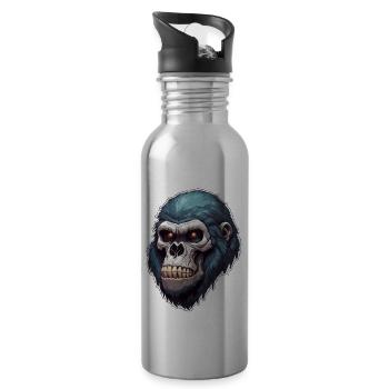 Gorilla Skull / Tier / Wild / Affe / Primat - Trinkflasche mit integriertem Trinkhalm - Lightsilver - Rechts