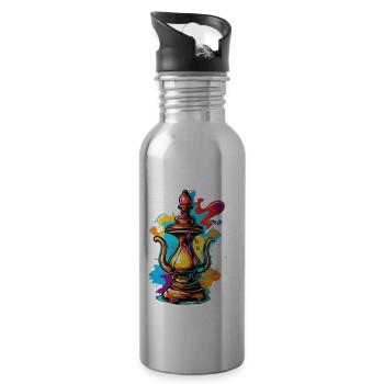 Magic Lamp / Wishes /Orient / Miracle / Genius - Water bottle with straw - silver - Right